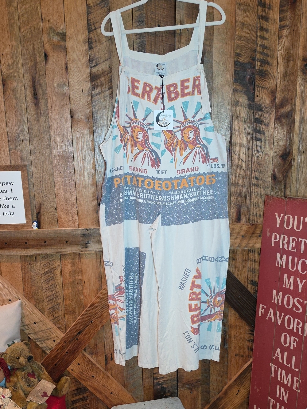 178p Jaded Gypsy Liberty Potatoes Graphic Cotton Blend Jumpsuit
